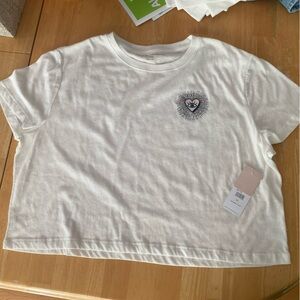 Spiritual Gangster Women's Graphic White Short Sleeve Crop T-Shirt Size XL